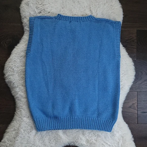 Vintage Handknit Pearlcore Heart Bobble Checkered Chunky Knit Sweater Ve… - Picture 7 of 7